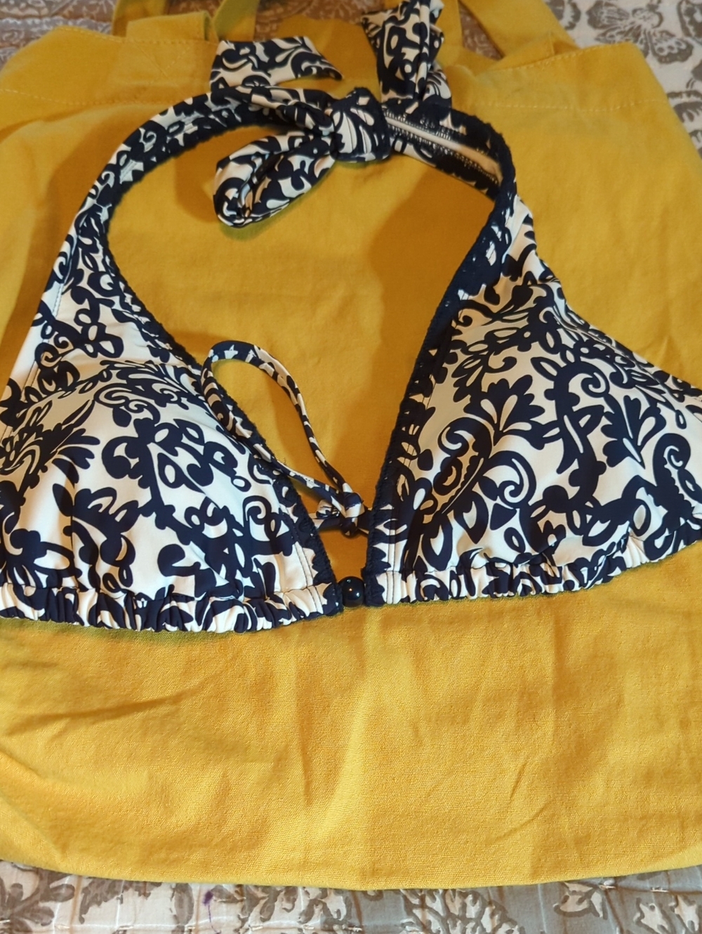 Time and Tru Navy and White Halter Bikini Top. Padded